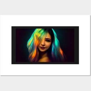 Girl with colorful hair - best selling Posters and Art